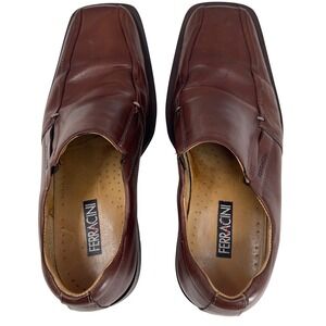 Ferracini Mens 7 Brown Leather Shoes Square Toe Beatnik Revival Retrocore Brazil